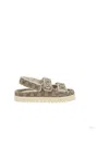 Gucci Beige Gg Fabric Sandals With Double G Women In Beige