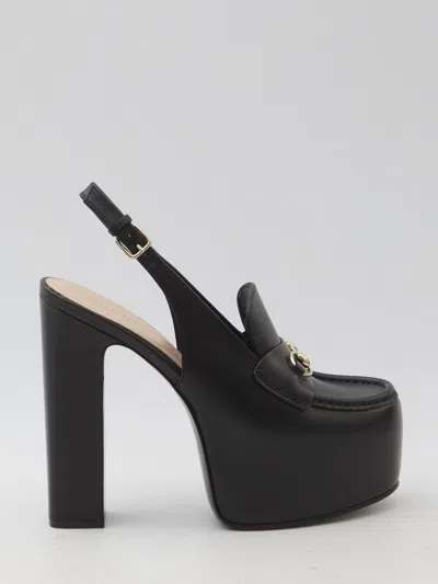 Gucci Mocassini Slingback Con Plateau E Morsetto In Black