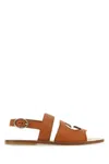 Gucci Caramel Leather Sandals In Brown