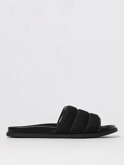 Gucci Gg-patterned Padded Slide Sandals In Black