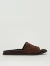 Gucci Brown Suede Open-toe Sandals With Logo Pattern