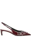 Gucci Womens Rosso Ancora Crystal Leather Heeled Pumps In Rosso Ancora
