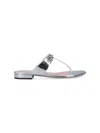 Gucci Metallic Open Toe Heeled Sandals In Silver