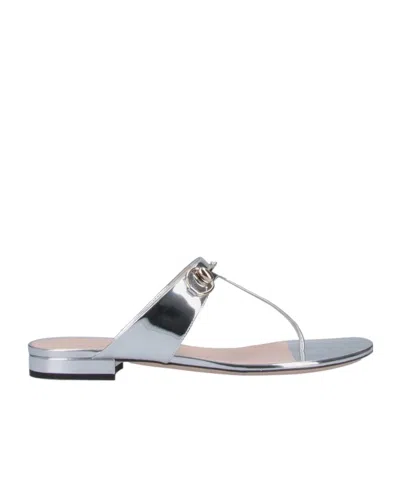 GUCCI GUCCI METALLIC THONG SANDALS