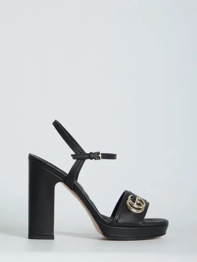Gucci Sandals With Platform And Double G In Black