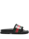 Gucci Pantoletten Mit Webdetail In Black