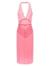 Gucci Halter Neck Midi Dress With Belt Detail In Pink