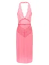Gucci Halter Neck Midi Dress With Belt Detail In Pink