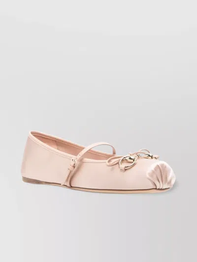 Gucci Satin Ballet Flats Horsebit Detail In Pink