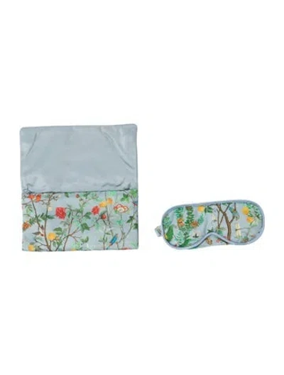 Pre-owned Gucci Satin Blue And Multicolor Tian Print Sleep Mask With Pouch