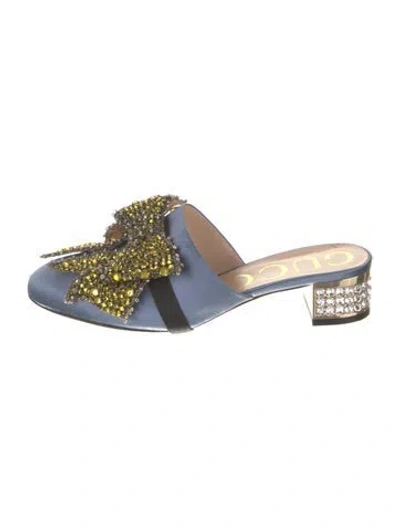 Pre-owned Gucci Satin Bow Accents Mules In Multi