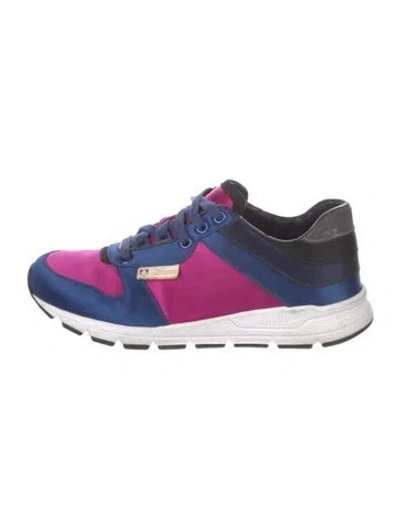 Pre-owned Gucci Satin Colorblock Pattern Sneakers In Blue