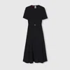 Gucci Satin Dress With Double G Belt In Black