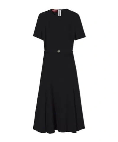 GUCCI SATIN DRESS WITH DOUBLE G BELT