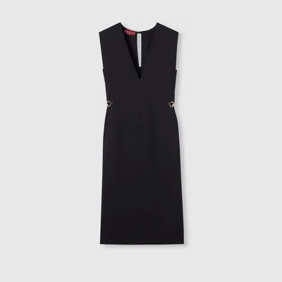 Gucci Satin Dress With Horsebit In Black