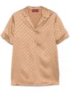 Gucci Satin Shirt With Camp Collar And Notched Lapels In Nude
