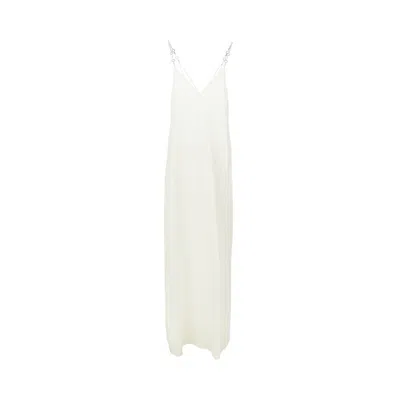 Gucci Satin Long Dress With Horsebit Straps In White