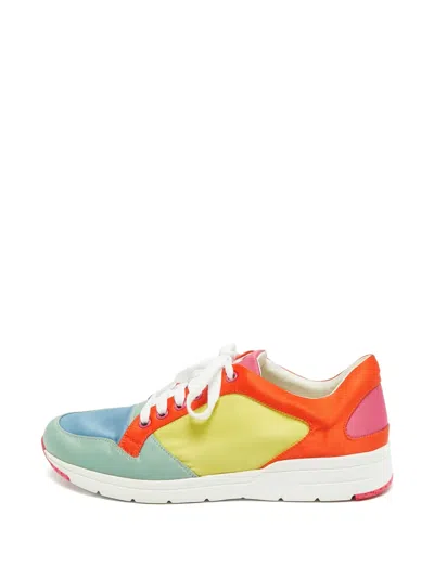 Pre-owned Gucci Satin Low-top Sneakers In Yellow