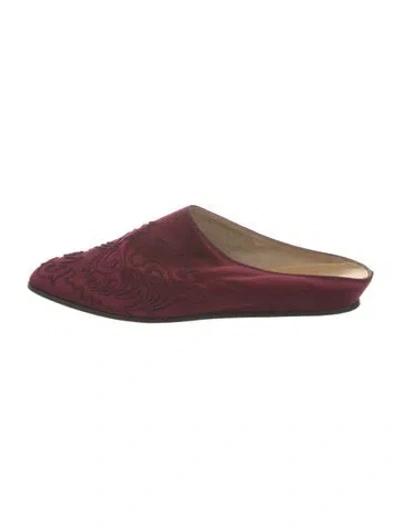 Pre-owned Gucci Satin Mules In Burgundy