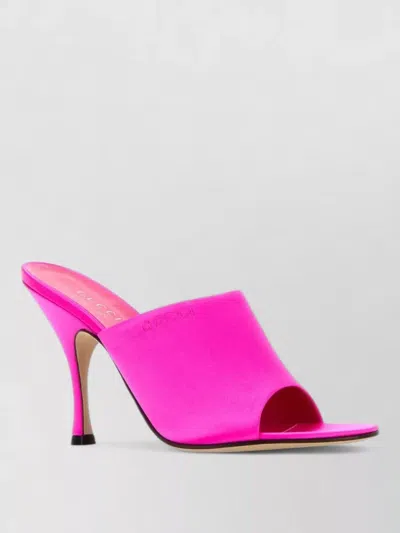Gucci Satin Mules Peep Toe Pumps Design In Pink