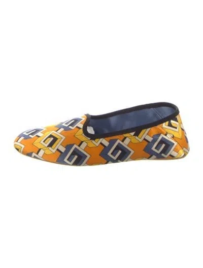 Pre-owned Gucci Satin Printed Ballet Flats In Orange