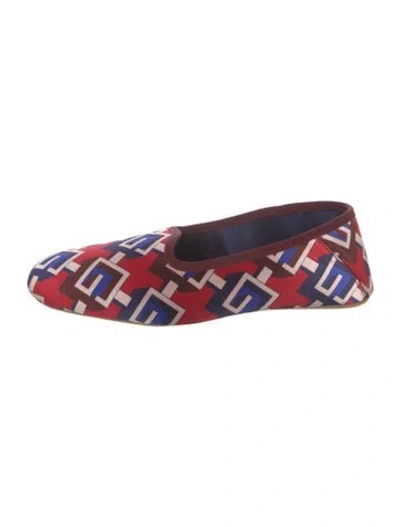 Pre-owned Gucci Satin Printed Loafers W/ Tags In Red