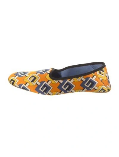 Pre-owned Gucci Satin Printed Slippers In Orange
