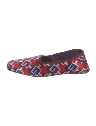 Pre-owned Gucci Satin Printed Slippers In Red