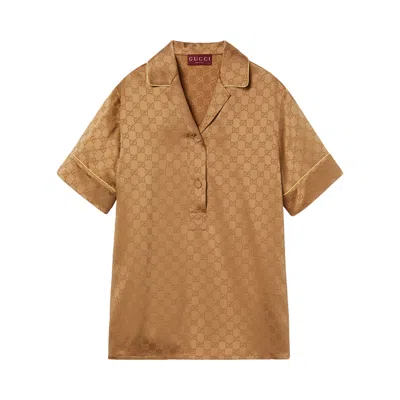 Pre-owned Gucci Satin Shirt 'coffee' | Brown | Women's Size 38