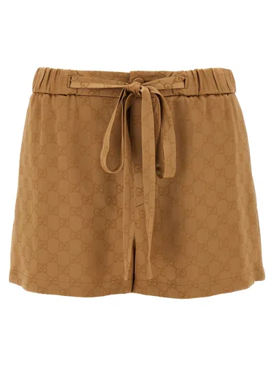 Gucci Satin Shorts Gg Bermuda And Short Brown