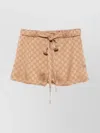 Gucci Womens Hammered Monogram Mid-rise Regular-fit Woven-blend Shorts Rame Mix