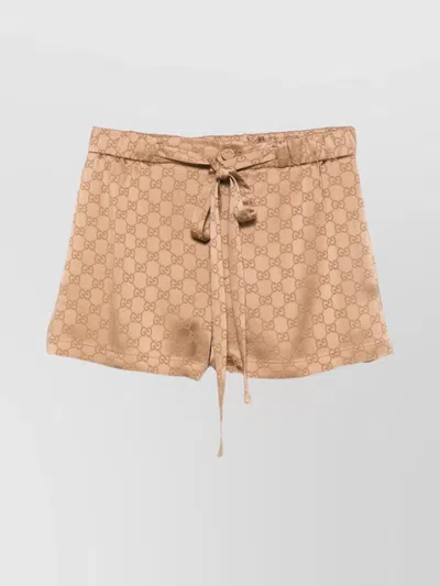 Gucci Womens Hammered Monogram Mid-rise Regular-fit Woven-blend Shorts Rame Mix
