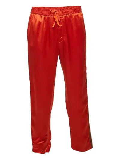 Pre-owned Gucci Satin Side-striped Trousers In Orange