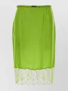 Gucci Satin Skirt With Back Slit And Lace Hem In Multi