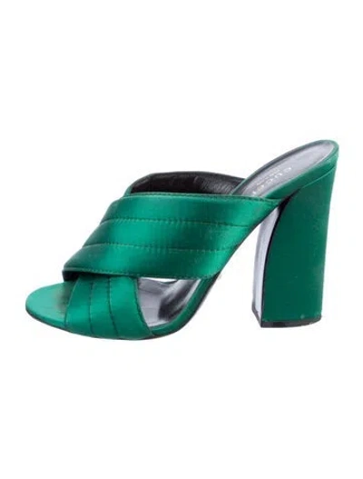 Pre-owned Gucci Satin Slides In Green