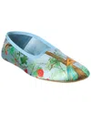 Gucci Printed Satin Flat Shoes In Blue