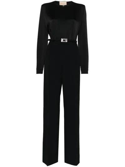Gucci Satin Square G Belt Jumpsuit In Black