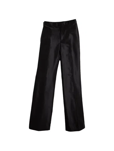 Gucci Satin-finish Pressed-crease Trousers In Black