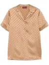 Gucci Satin Shirt With Camp Collar And Notched Lapels In Brown
