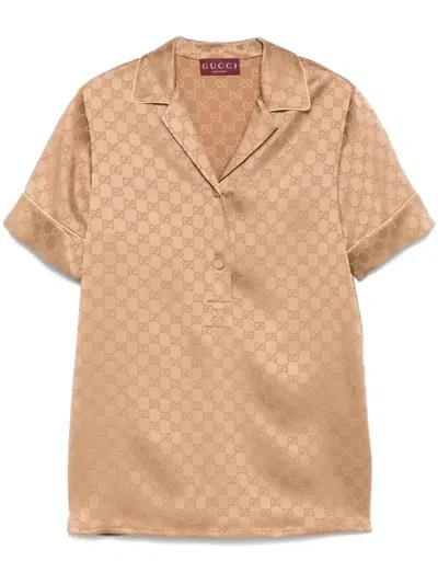 Gucci Gg Satin Shirt In Nude