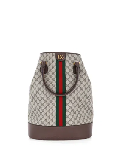 Pre-owned Gucci Savoy Duffle Bag Gg Coated Canvas Tote Bag In Brown