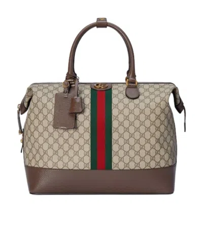 Gucci Savoy Gg Supreme Canvas Holdall In Nude