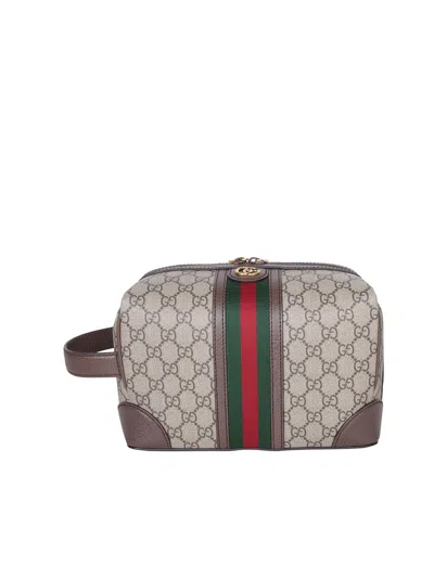 Gucci Neutral Gg Supreme Savoy Washbag In Brown