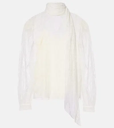 Gucci Scarf-detail Sheer Floral Blouse In White