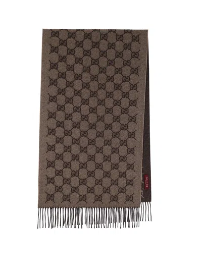 Gucci Scarf "gg Supreme" In Brown