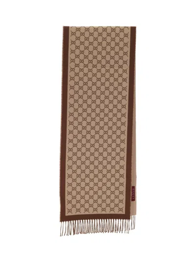 Gucci Scarf "gg Supreme" In Brown