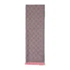 Gucci Women Pink Knit Scarf With Jacquard Gg Motif In Wool Woman In Gray