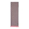 Gucci Women Pink Knit Scarf With Jacquard Gg Motif In Wool Woman In Gray