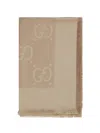 Gucci Scarf In Wool And Silk In Brown