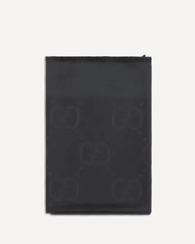 Gucci Scarf In Wool And Silk In Black